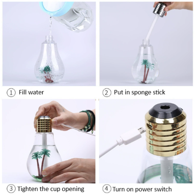 Bulb-Style Mini Humidifier Ultra Mist Desktop Air Humidifier